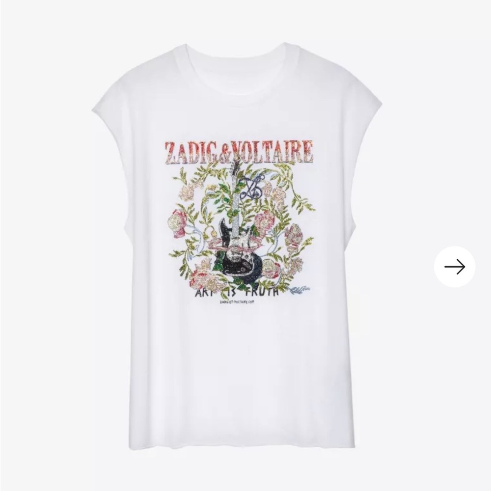 Cecilia crystal guitar and floral cotton T-shirt